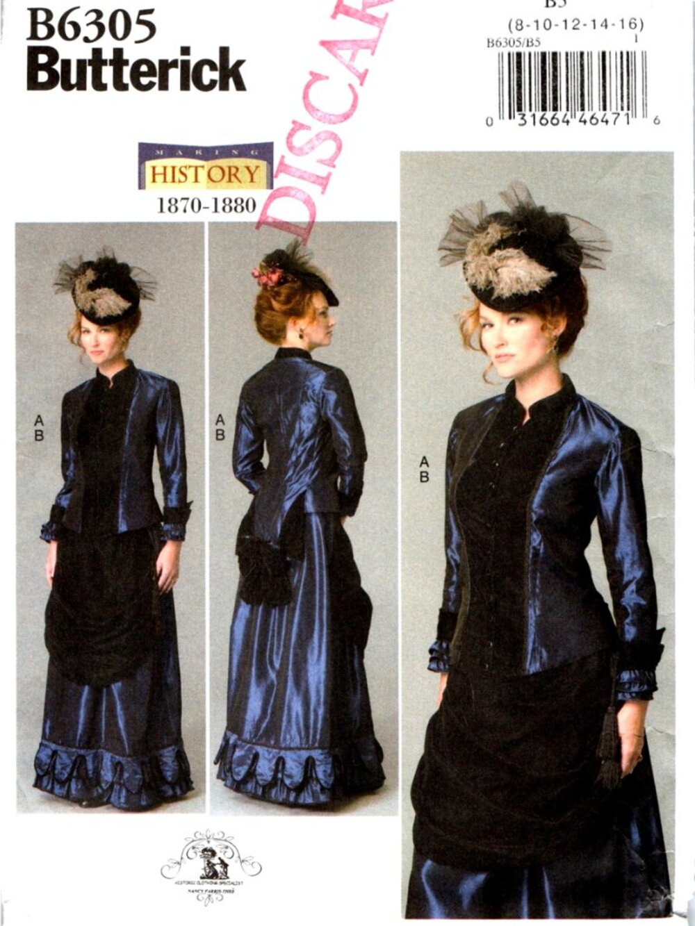 Costume Sewing Patterns Adult VICTORIAN SKIRT | TOP 18th Century (Size 8-16)